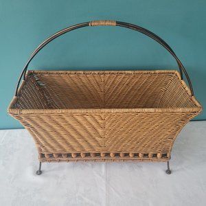 Multi-purpose Wood-Bead- Metal Basket 20 x 6 x 8